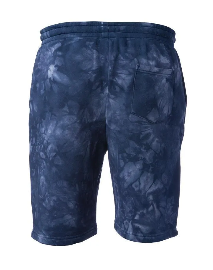 24 1-Color Print Pigment Tie Dye Fleece Shorts