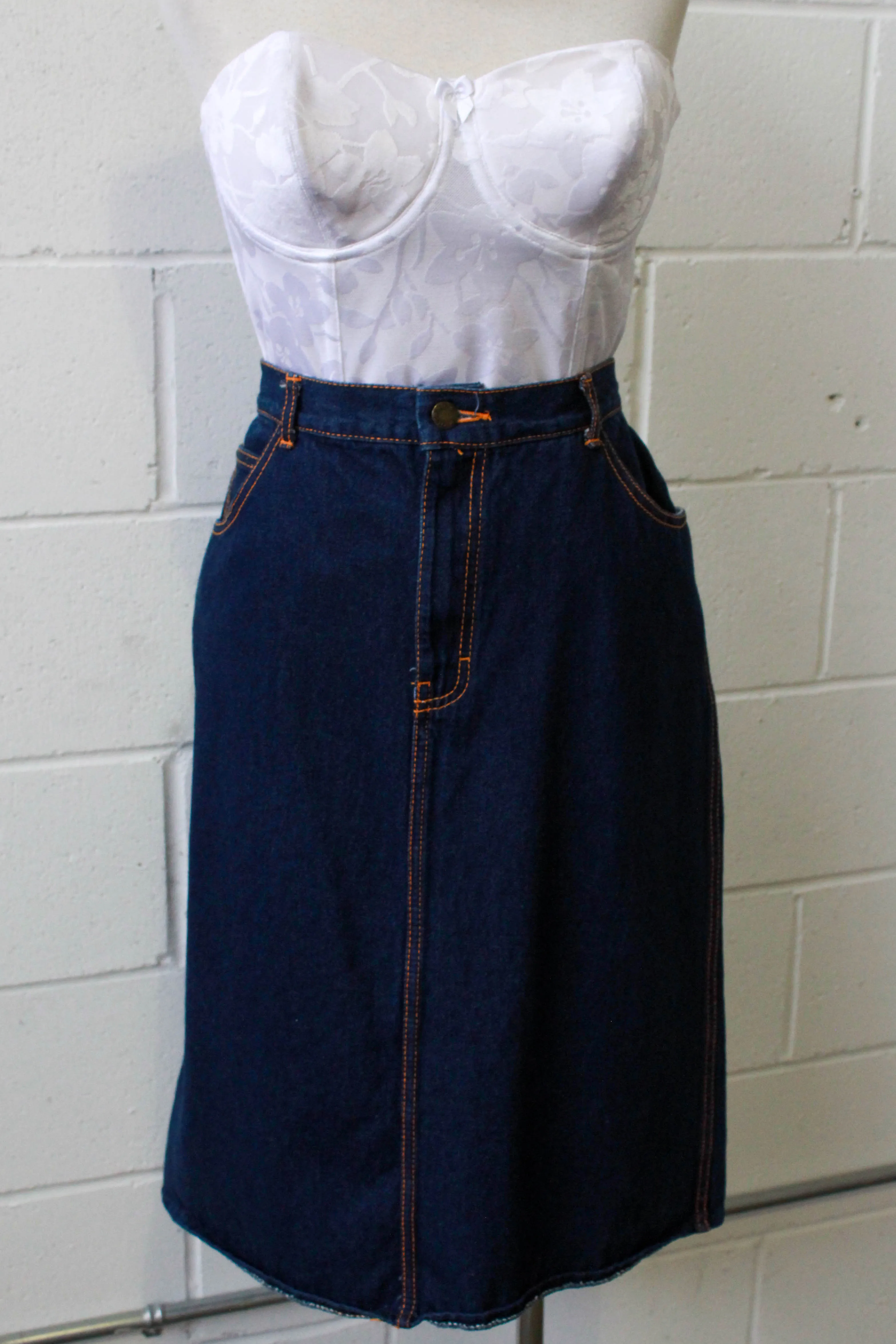 80s Gitano Dark Wash Denim Skirt, Waist 28"