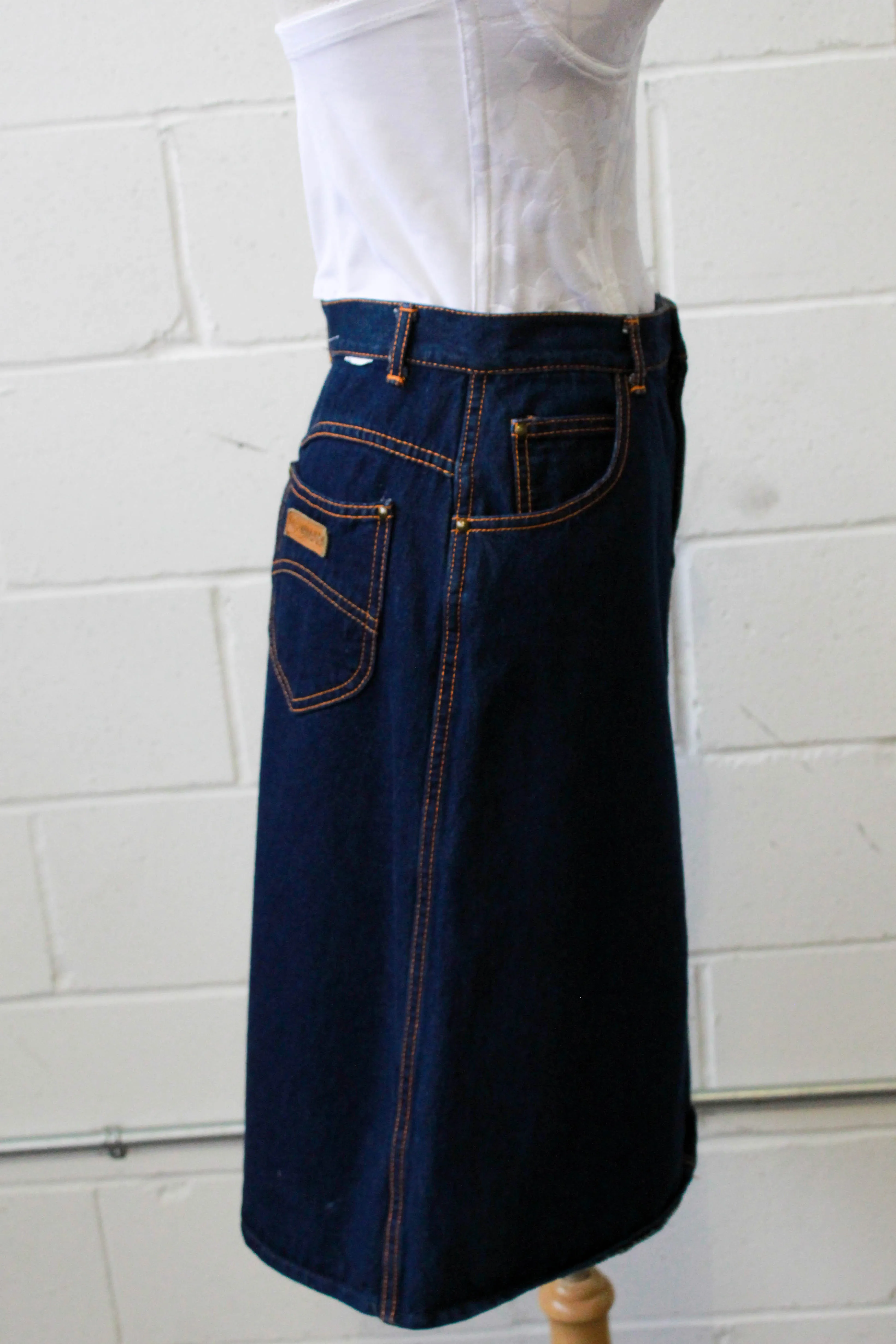 80s Gitano Dark Wash Denim Skirt, Waist 28"