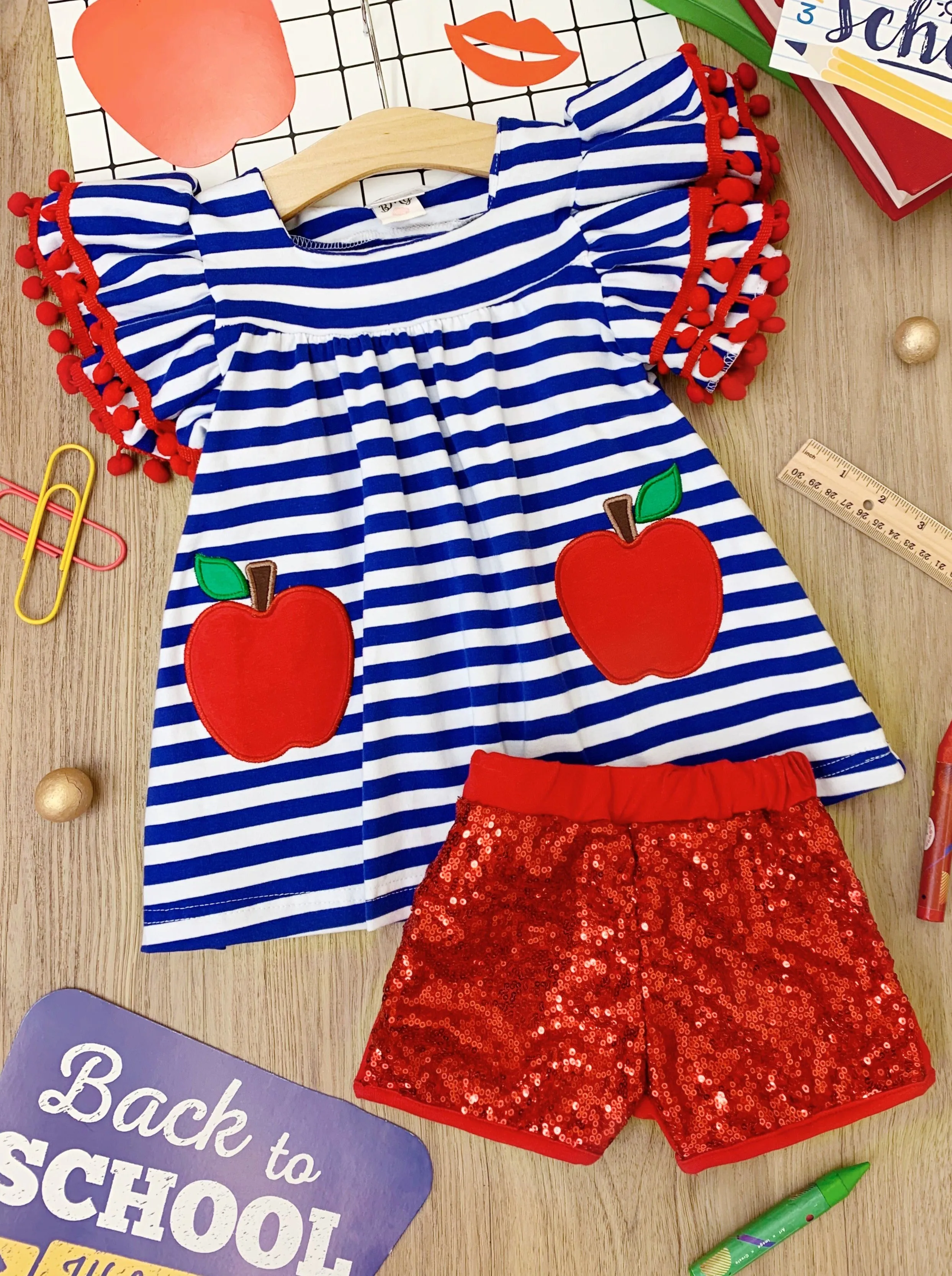 A Plus Striped Sequin Short Set