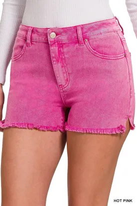 Acid Washed Colored Denim Shorts*