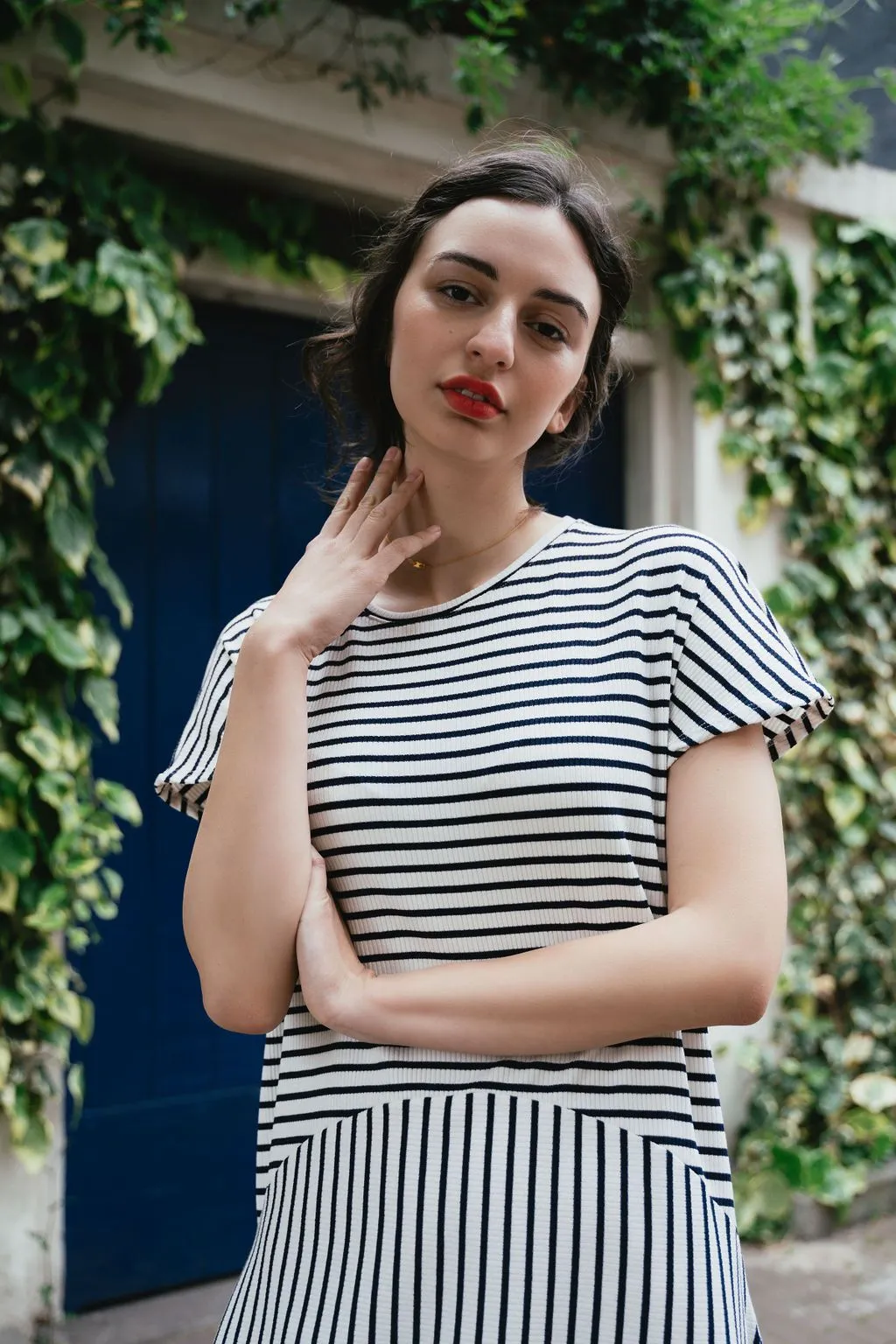 ambolo dress navy stripes<br> by Rita Row