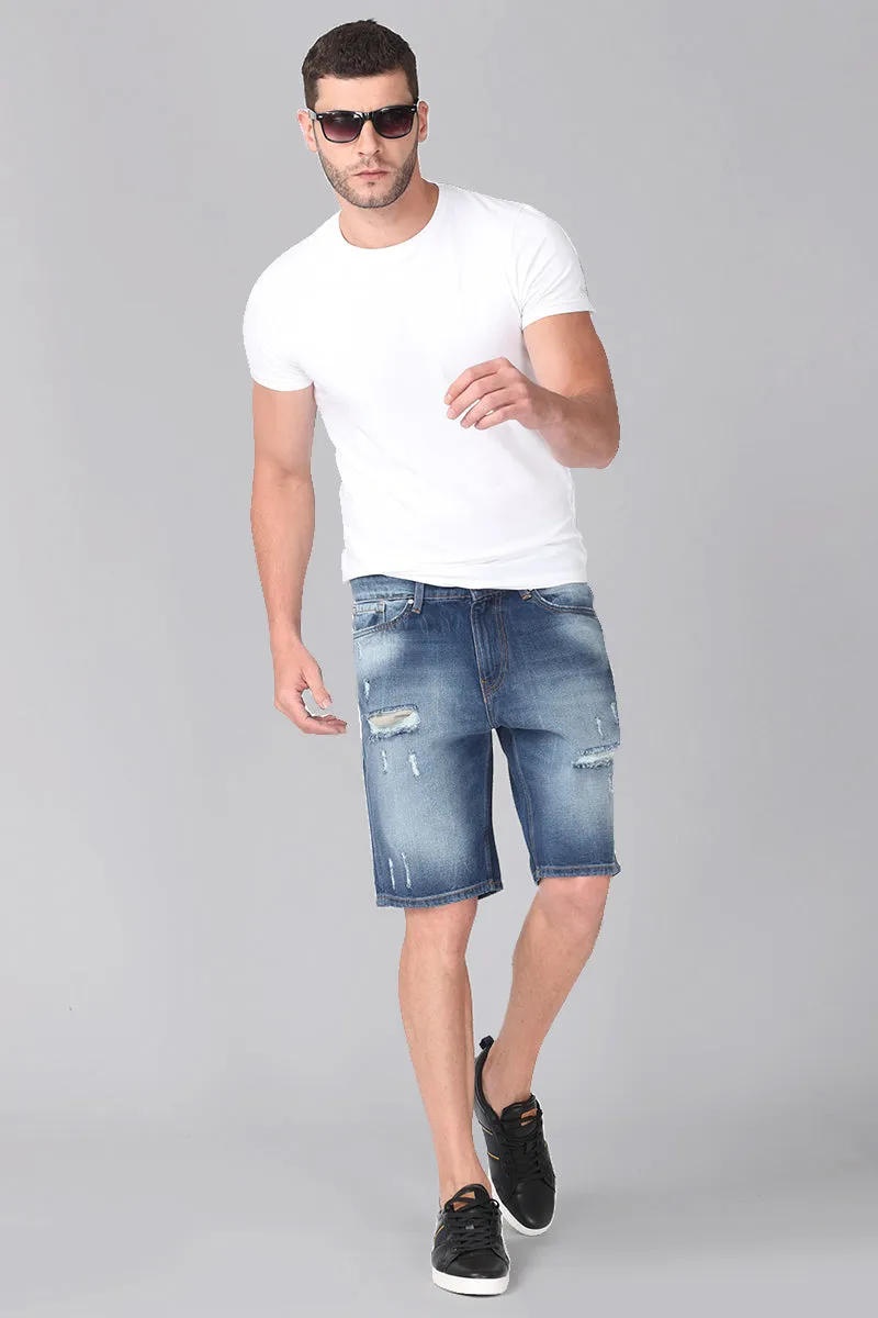 Arctic Blue Fad Denim Shorts