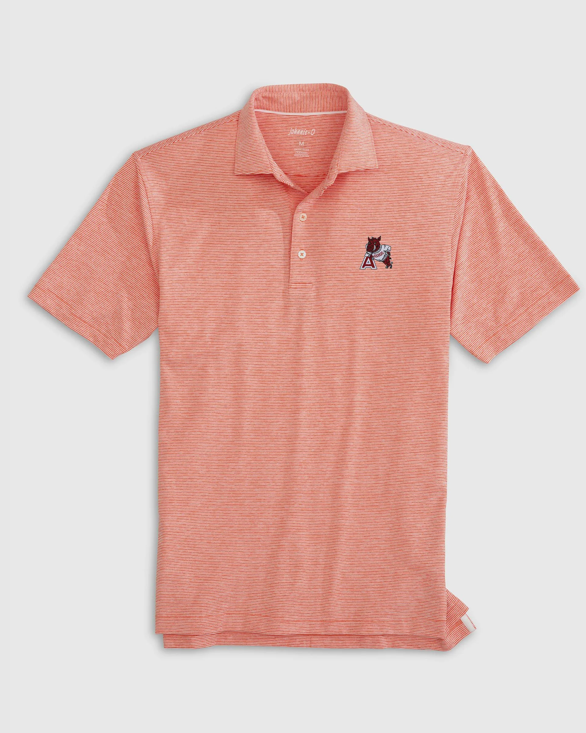 Arkansas Lyndonn Striped Jersey Performance Polo - Vault Logo