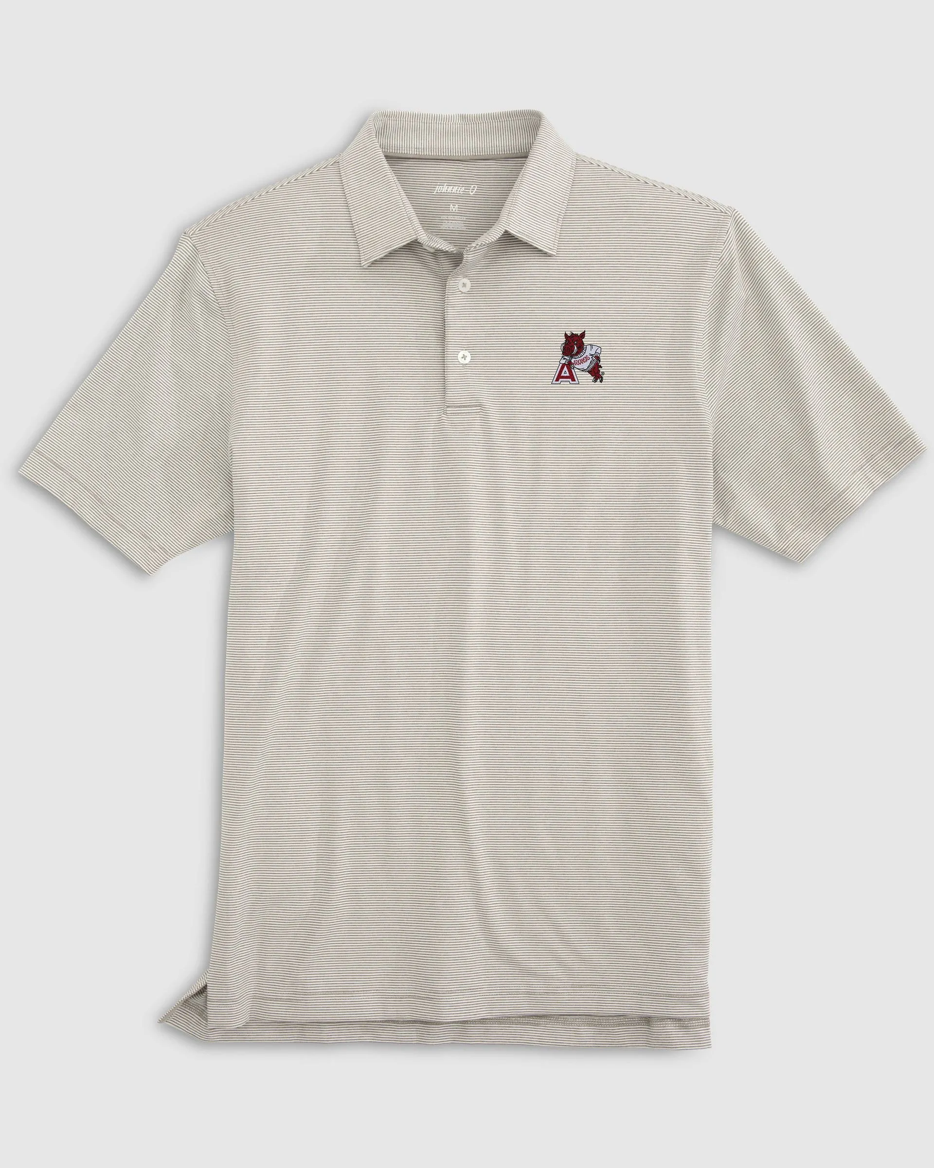 Arkansas Lyndonn Striped Jersey Performance Polo - Vault Logo