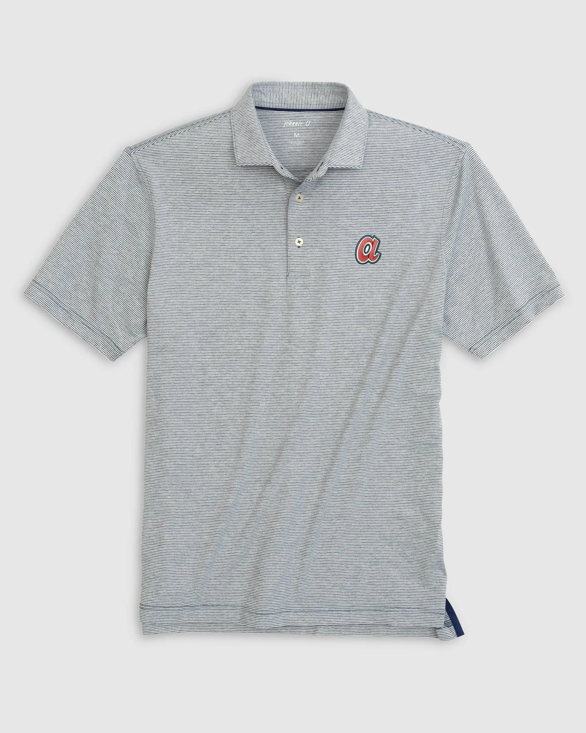 Atlanta Braves Lyndonn Striped Jersey Performance Polo - Cooperstown Logo