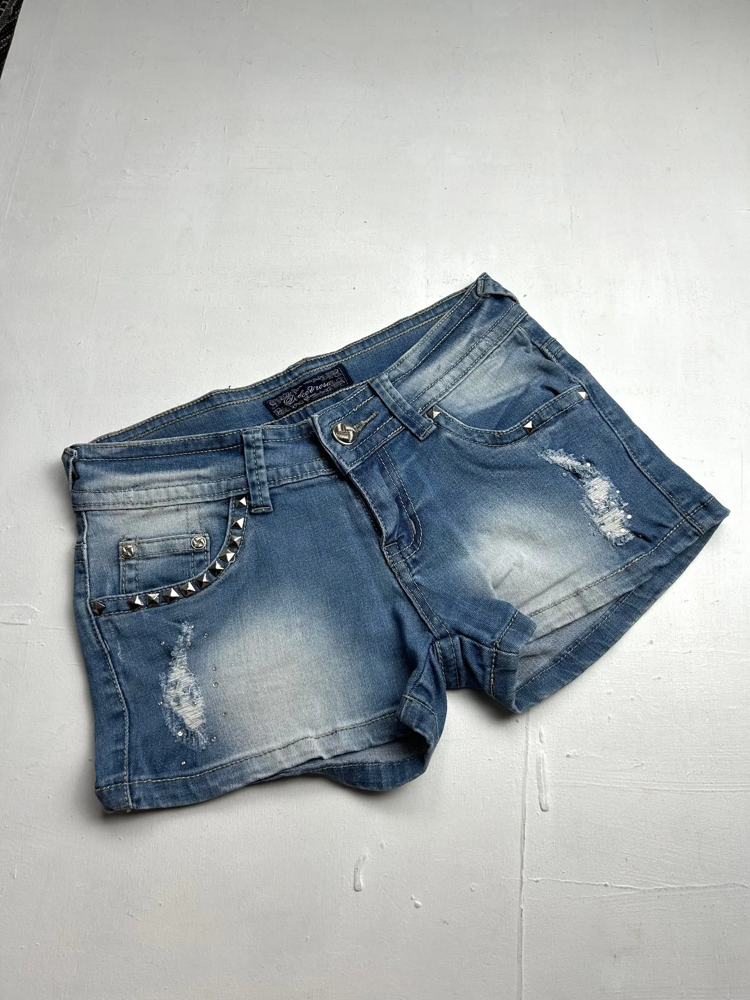 Baby blue denim low rise mini short (S)