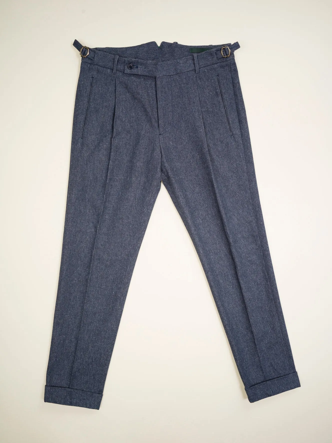 Berwich Loro Piana Denim Flower Trousers / Blue