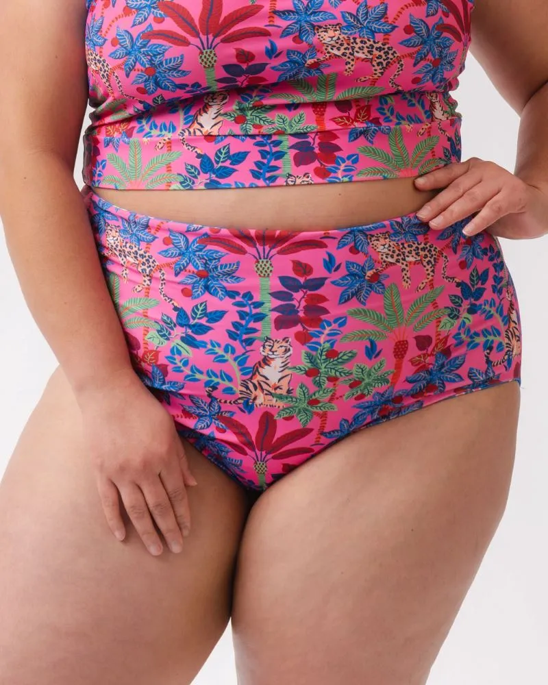 Big Cat Family / Three Blooms Reversible Ultra High-Waist Bottom