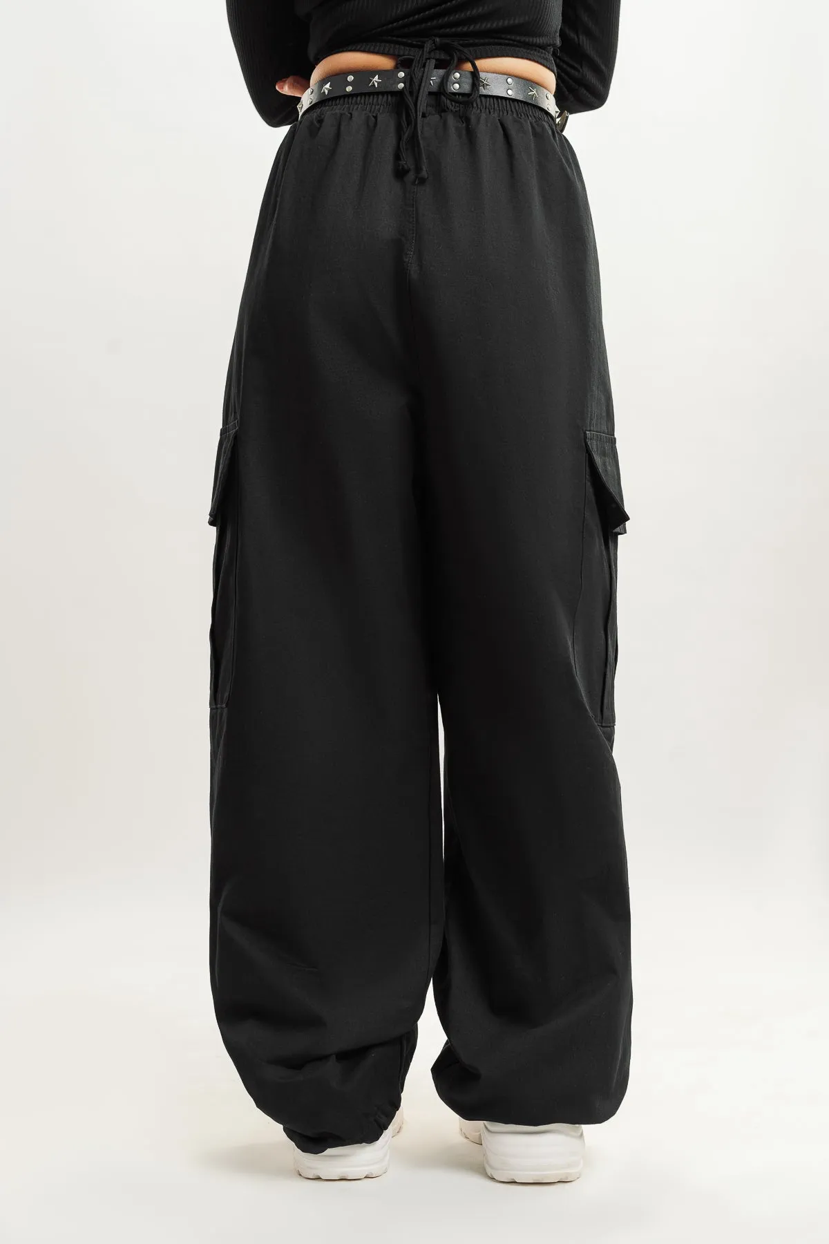 Black Belt Parachute Cargo Pant