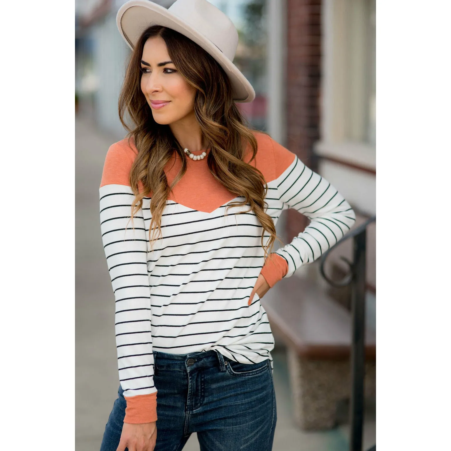 Black Striped Solid Triangle Shoulder Tee