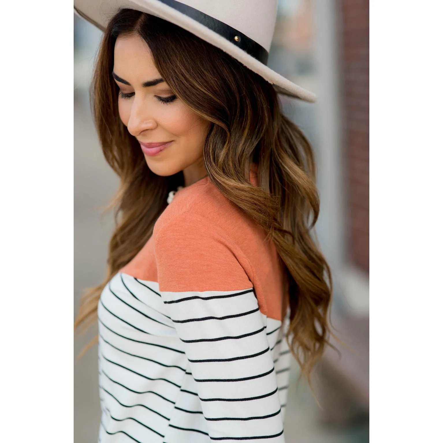 Black Striped Solid Triangle Shoulder Tee