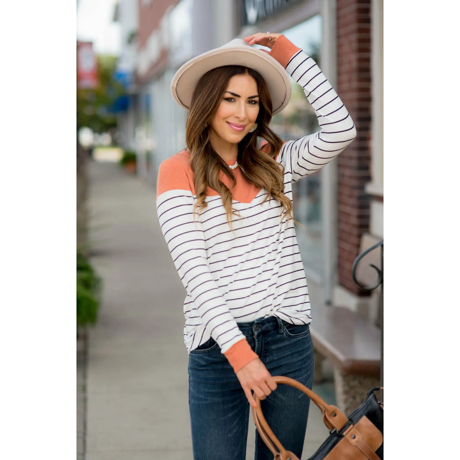 Black Striped Solid Triangle Shoulder Tee