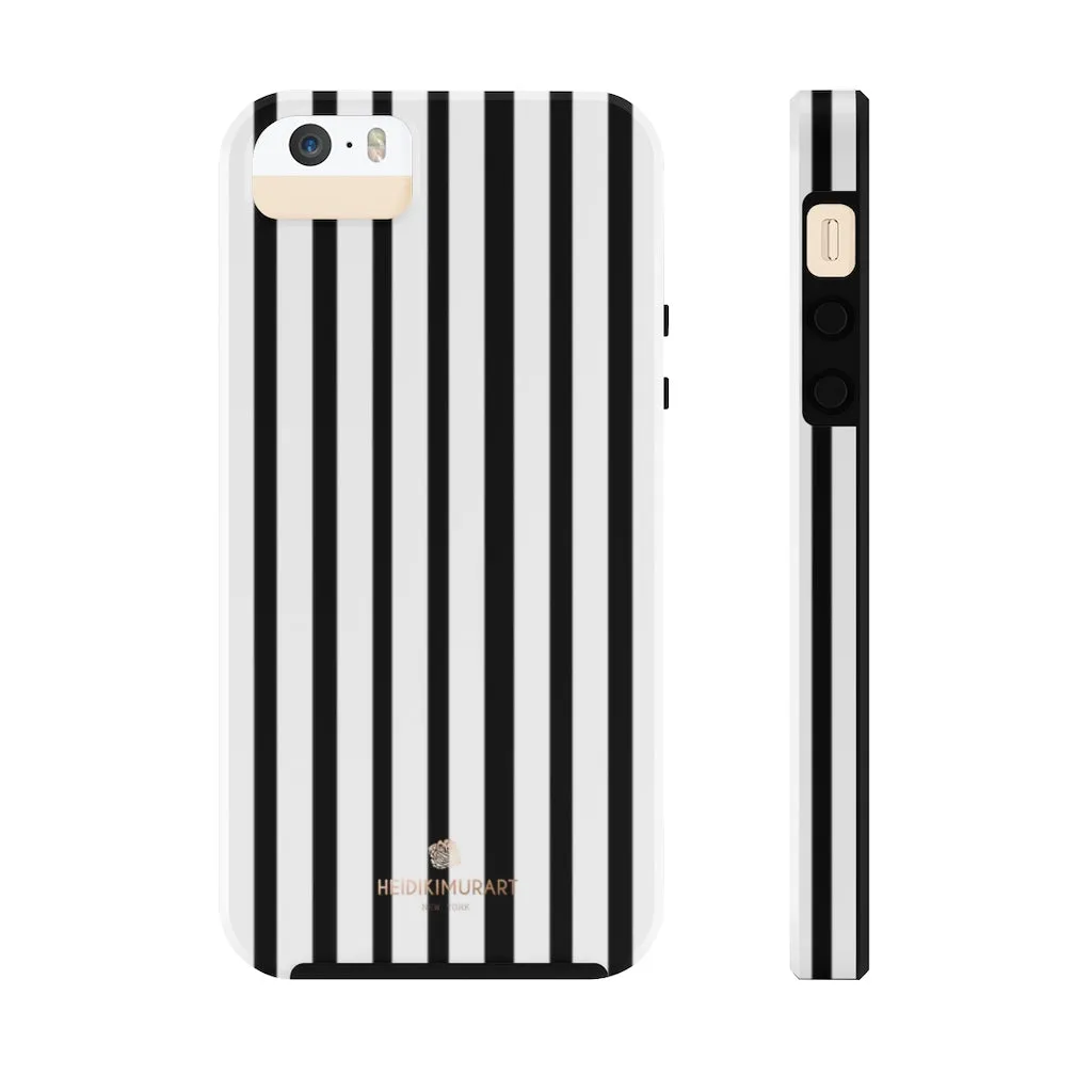 Black Vertical Striped iPhone Case, Designer Case Mate Tough Samsung Galaxy Phone Cases