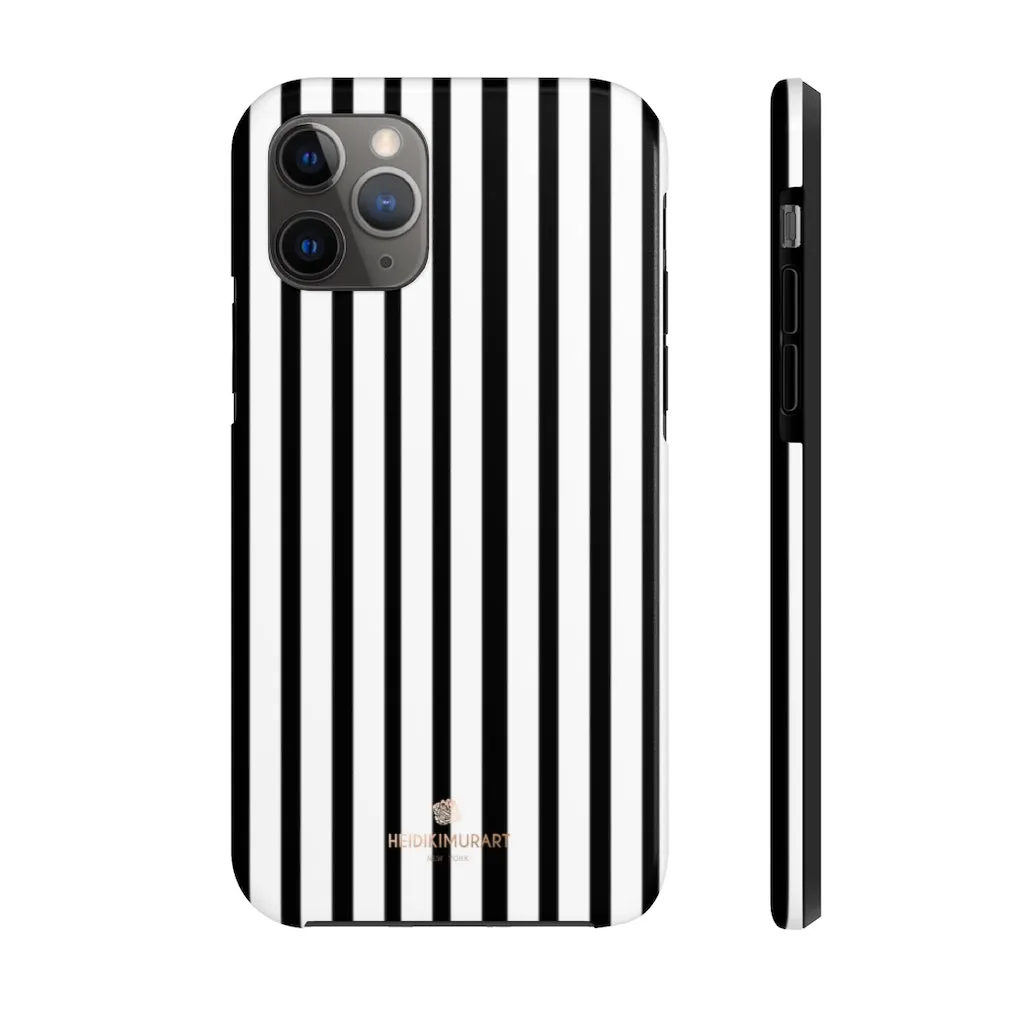 Black Vertical Striped iPhone Case, Designer Case Mate Tough Samsung Galaxy Phone Cases