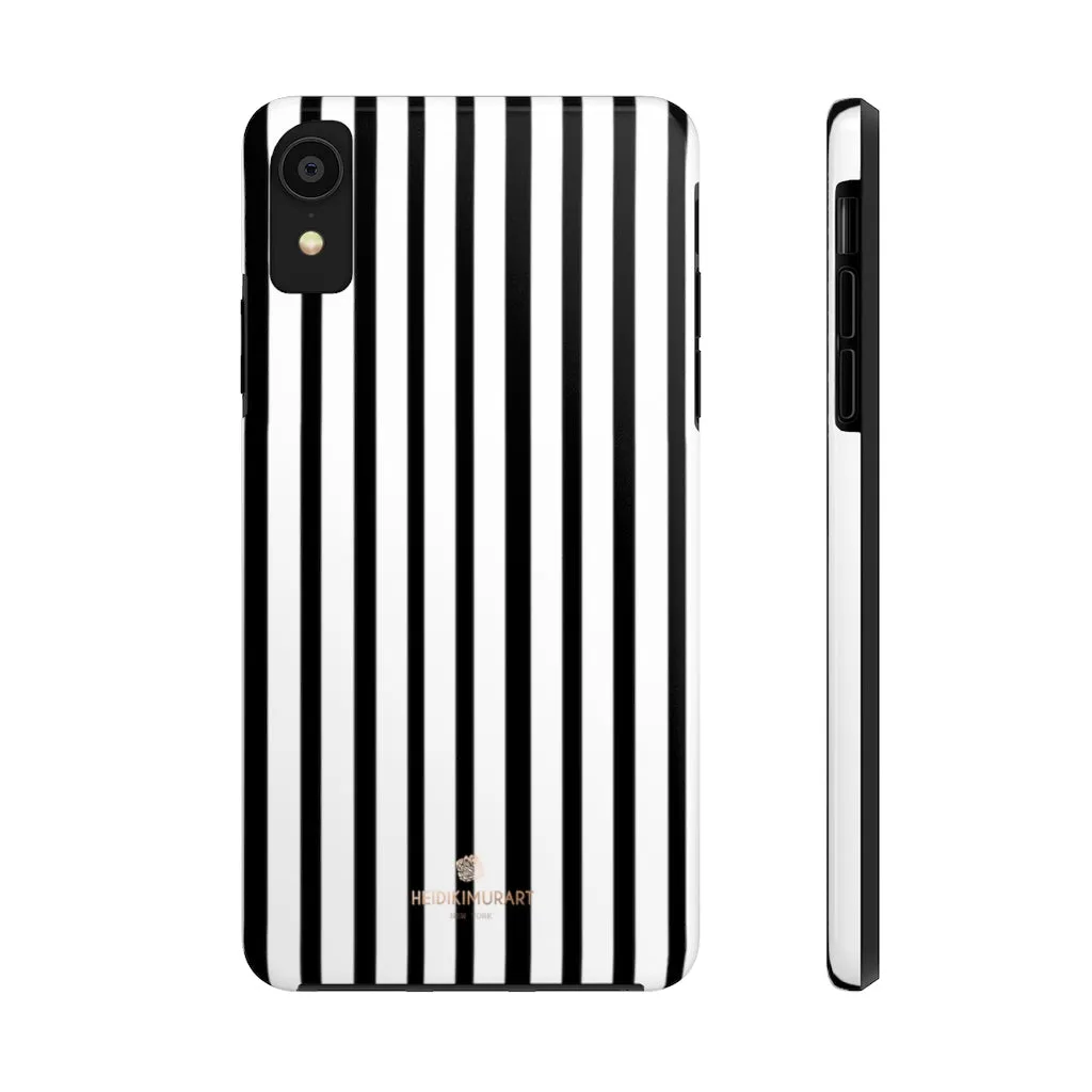 Black Vertical Striped iPhone Case, Designer Case Mate Tough Samsung Galaxy Phone Cases