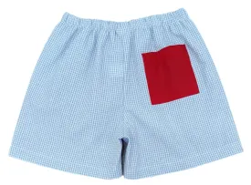 Blue Check Seersucker Conrad Shorts