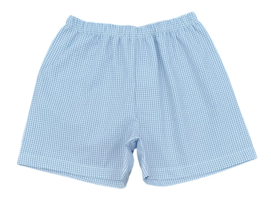 Blue Check Seersucker Conrad Shorts