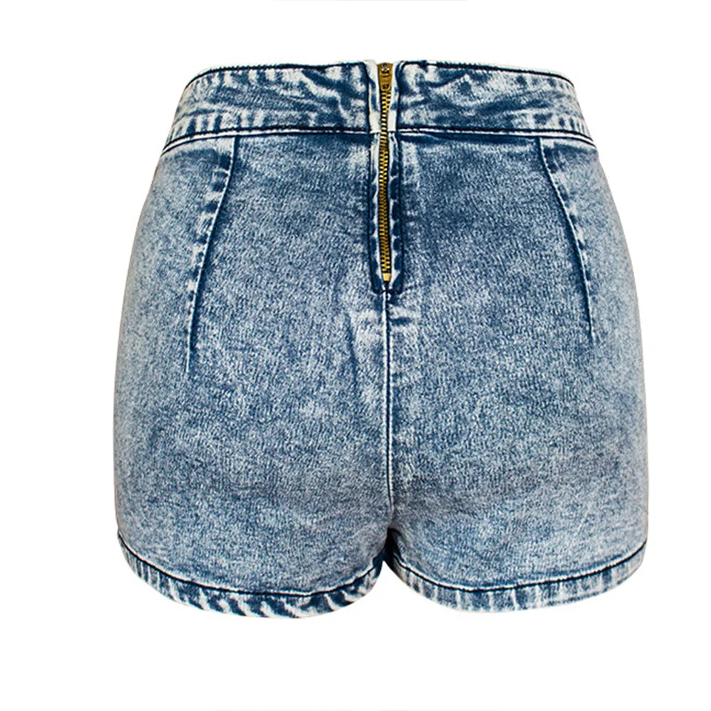 Blue High Waist Skort Jean Shorts