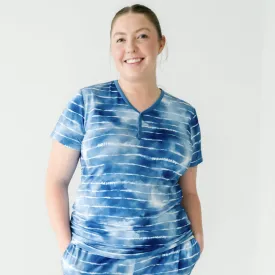 Blue Tie Dye Dreams Women's Short Sleeve Pajama Top