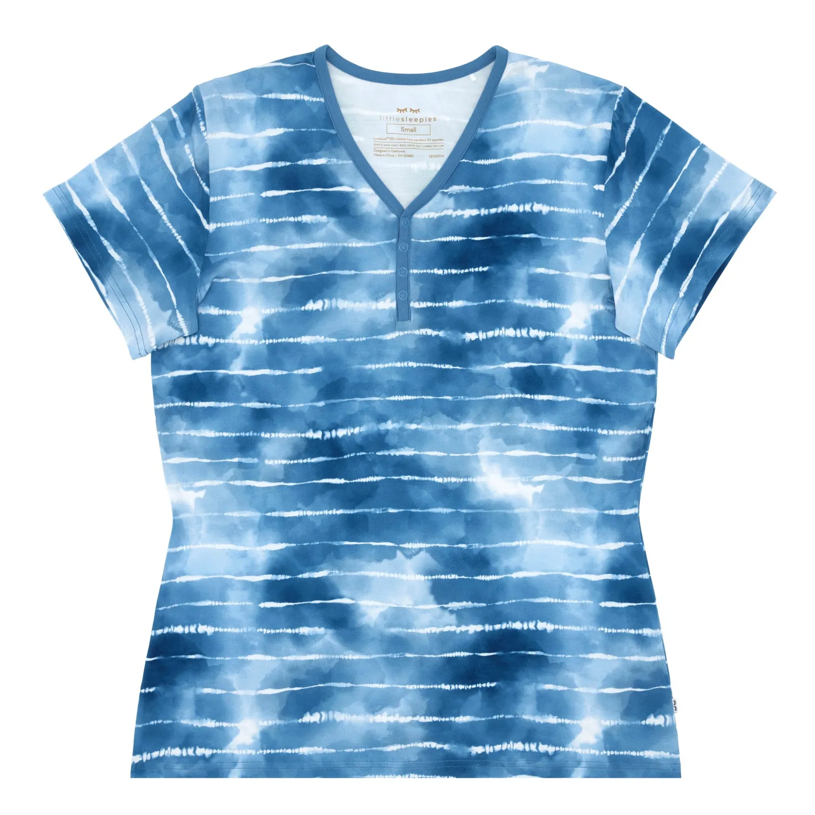 Blue Tie Dye Dreams Women's Short Sleeve Pajama Top