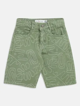 Boys Green Printed Shorts