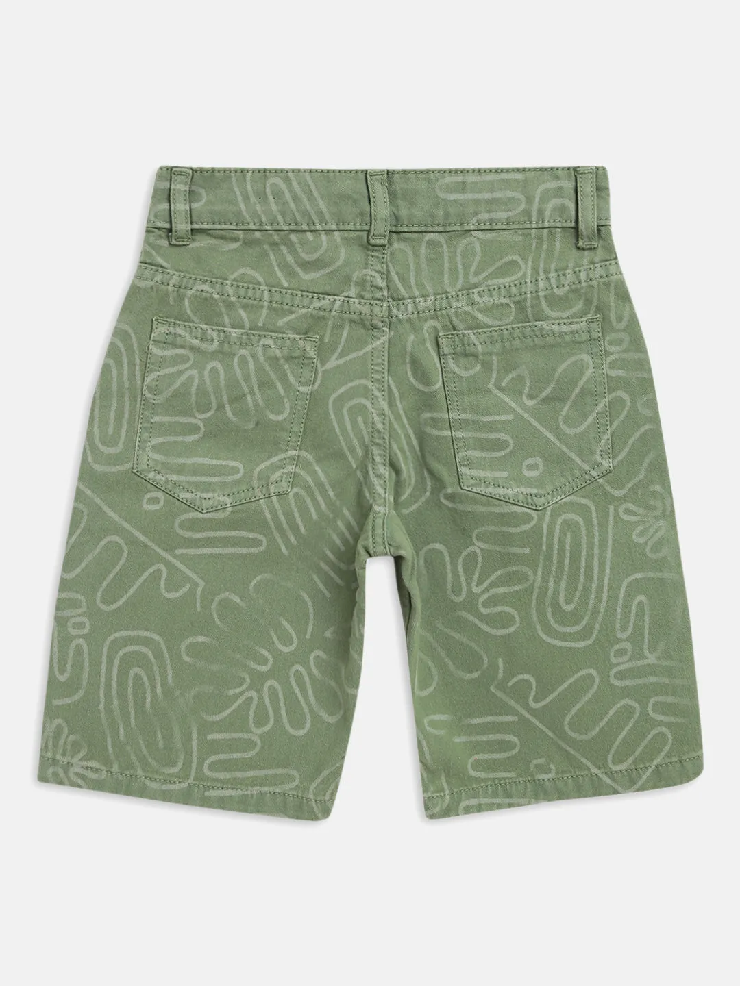 Boys Green Printed Shorts