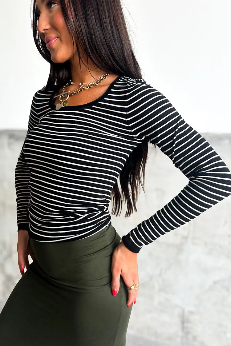 Cassie Striped Top - Black