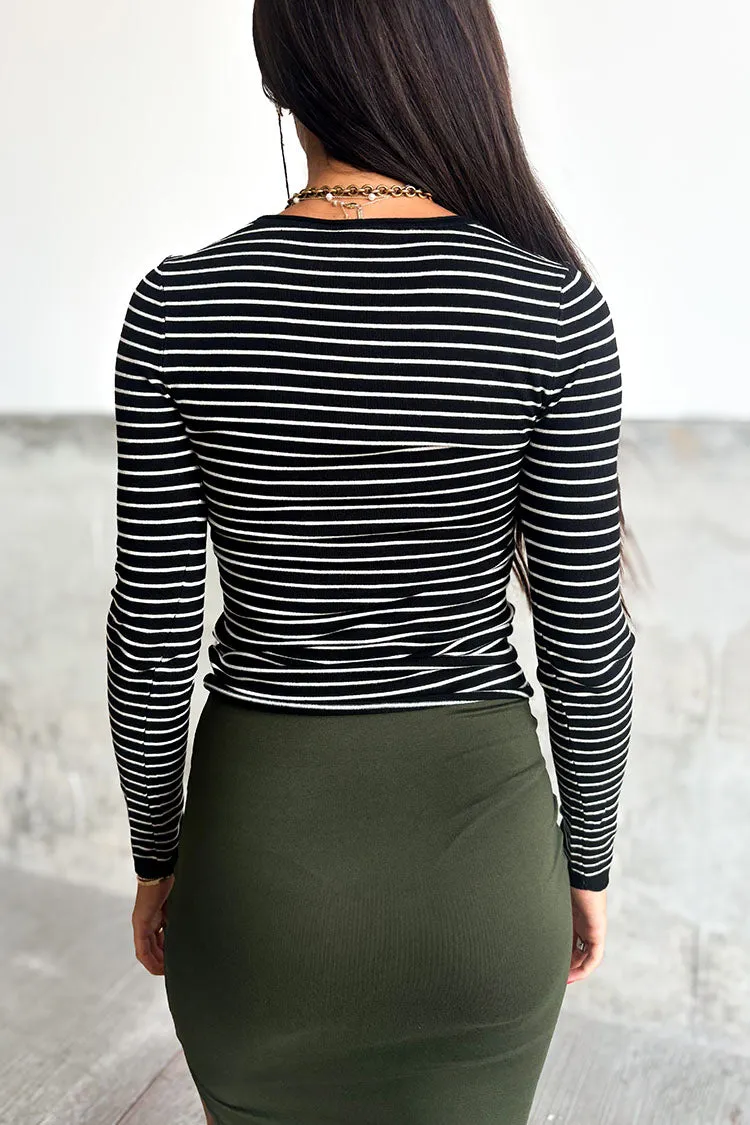 Cassie Striped Top - Black