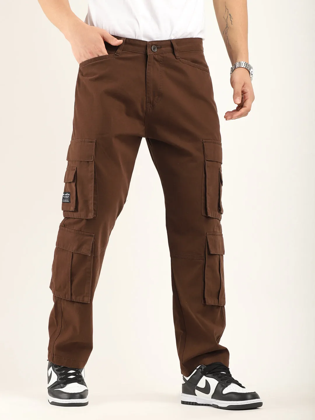 City 8 Pocket Brown Denim Cargo