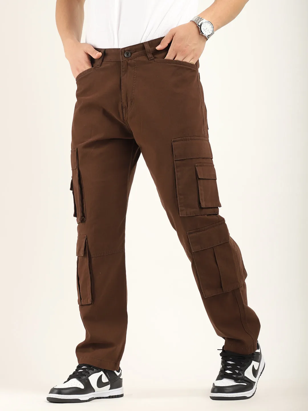 City 8 Pocket Brown Denim Cargo