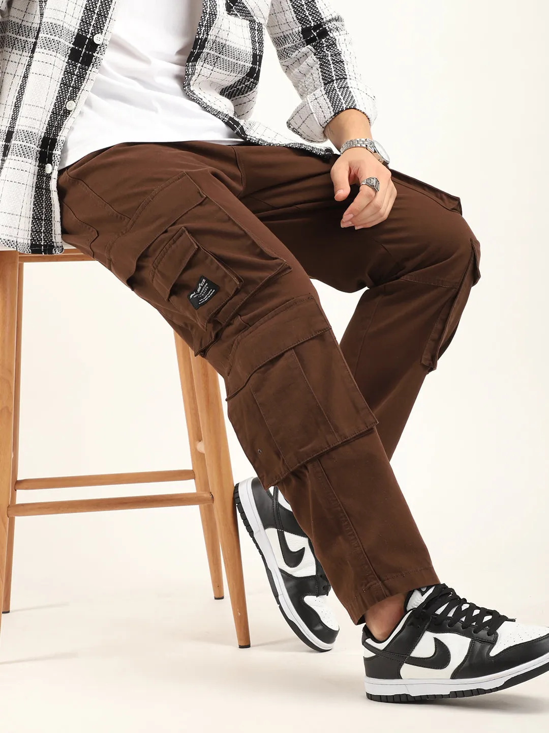 City 8 Pocket Brown Denim Cargo