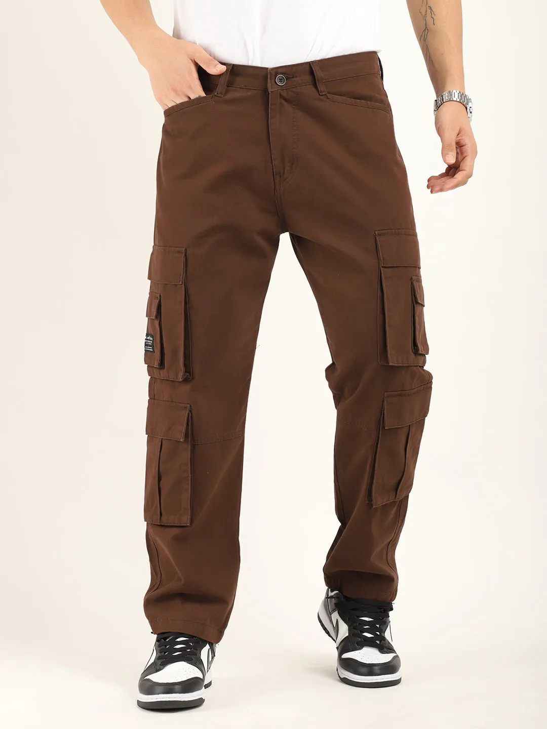 City 8 Pocket Brown Denim Cargo