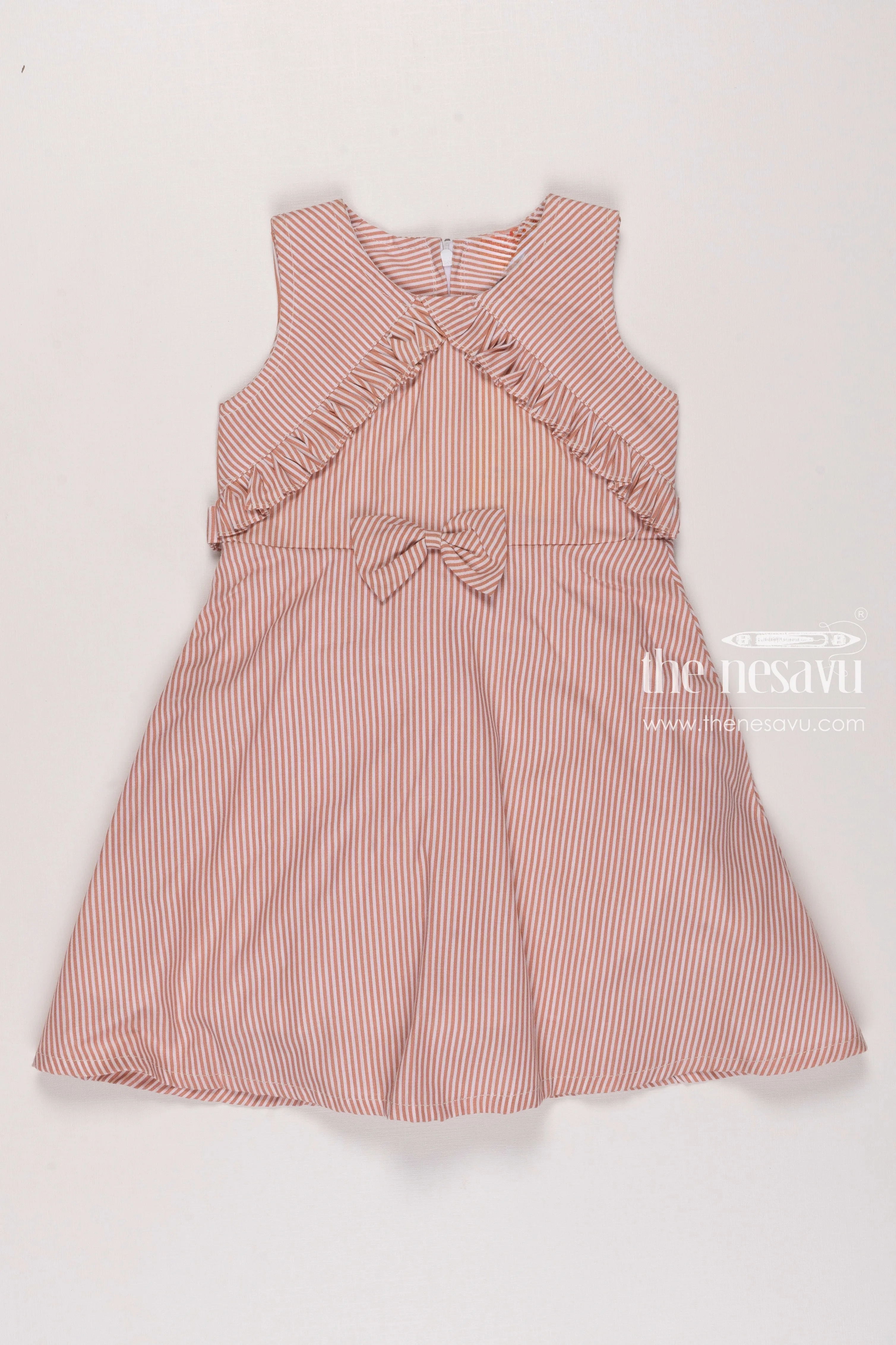 Classic Pink Striped Latest Cotton Frock Gown Design for Girls