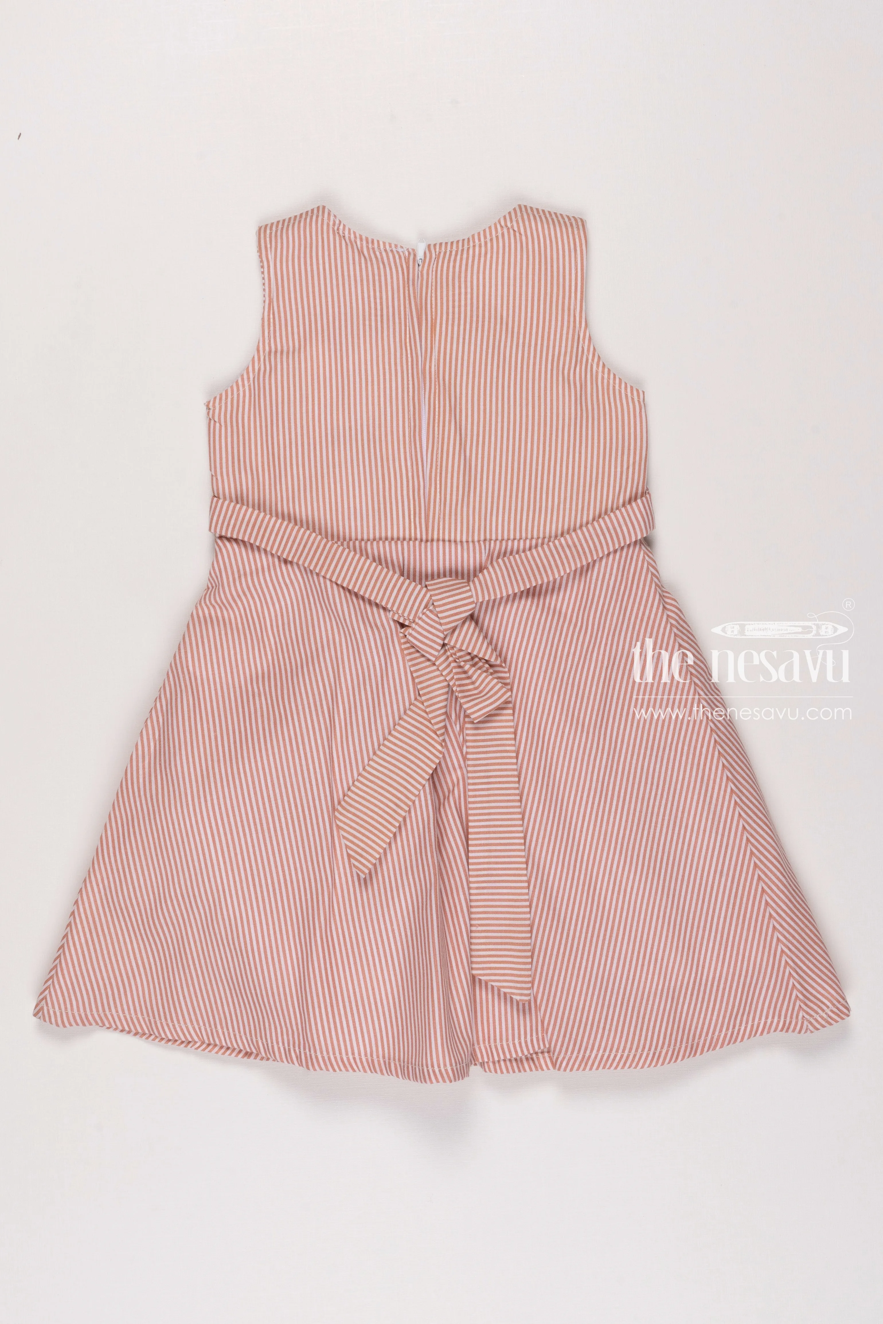 Classic Pink Striped Latest Cotton Frock Gown Design for Girls