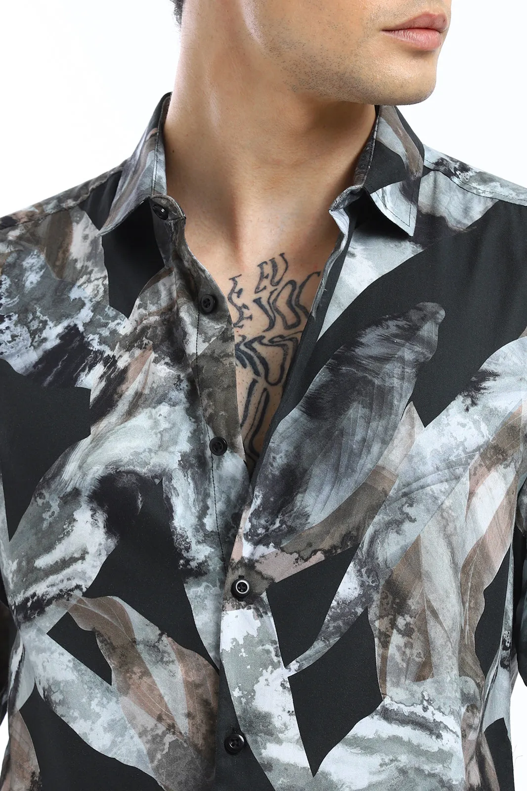 Contemporary Marble Floral Print Shirt