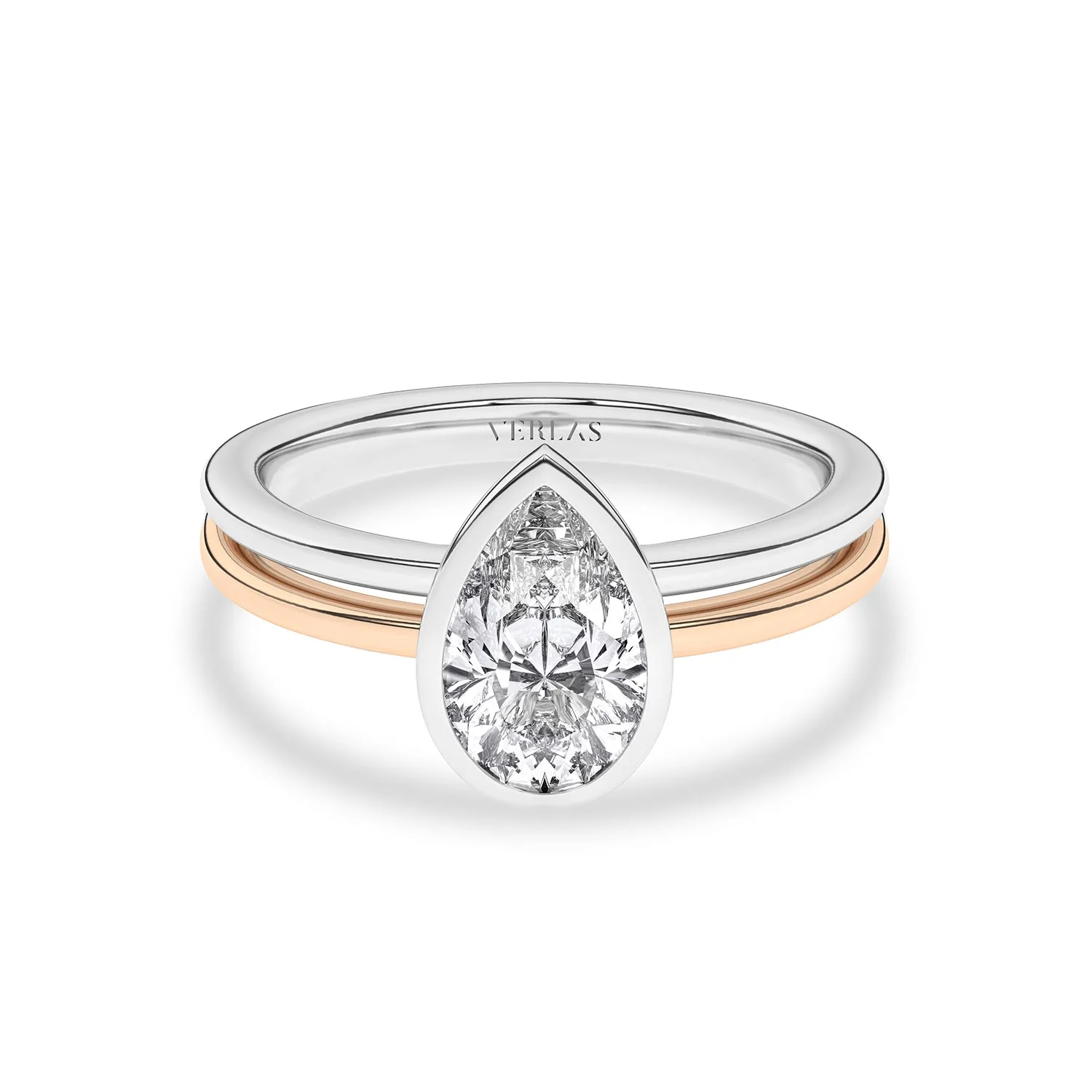 Coupled Pear Bezel Ring