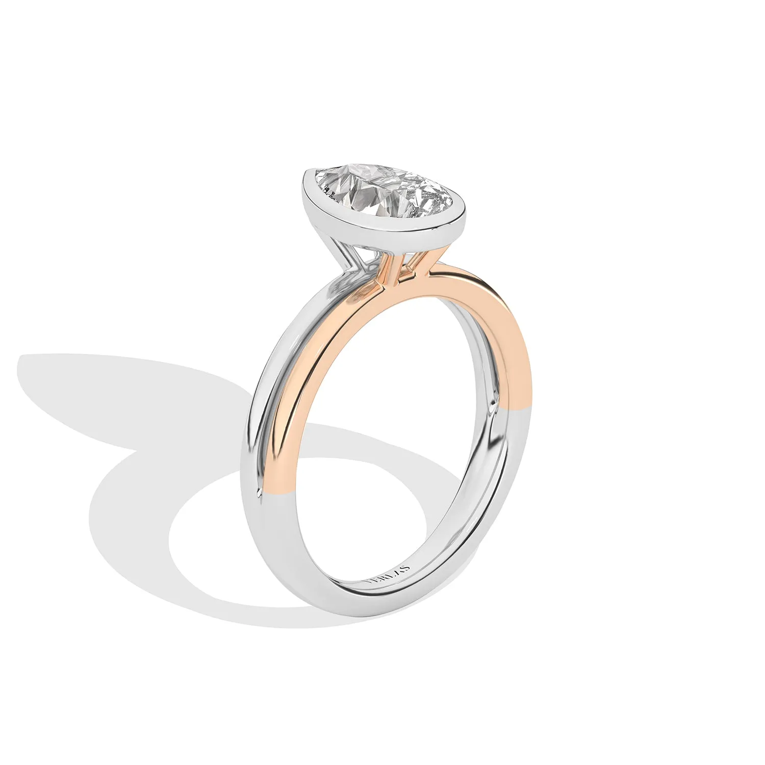 Coupled Pear Bezel Ring