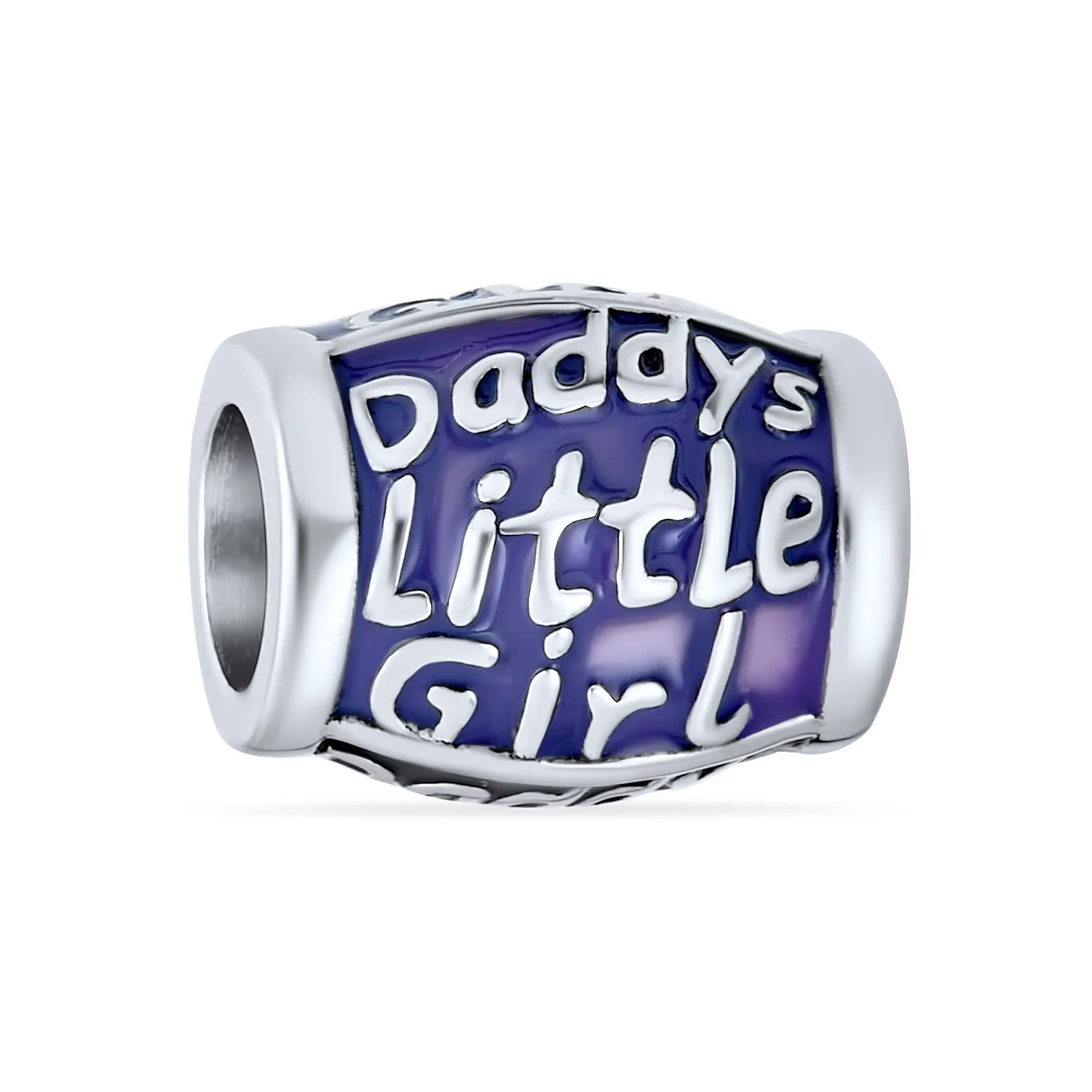 Daddys Girl Words Fathers Love Daughter CZ Charm Bead .925 Silver