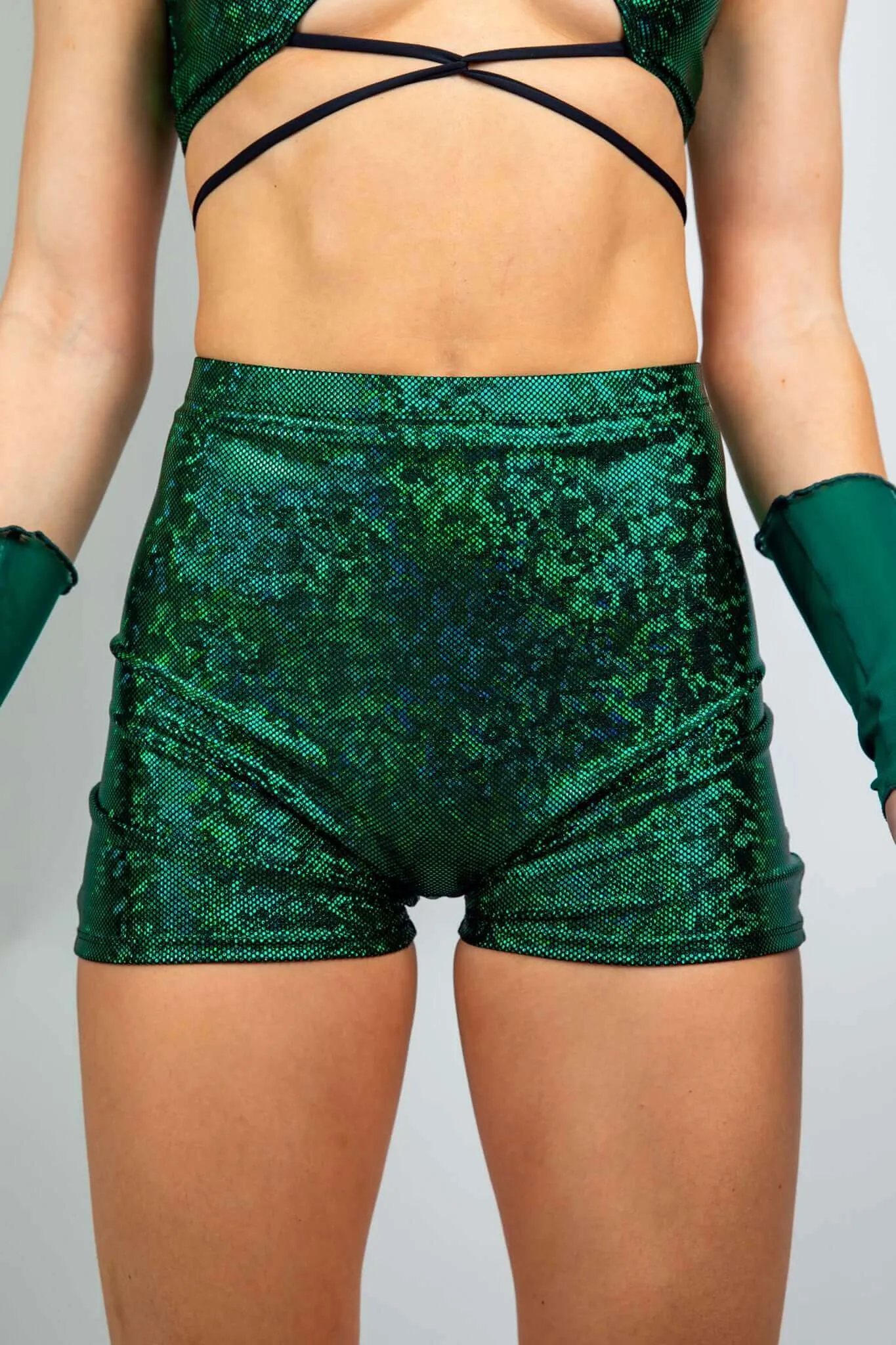 Emerald Holo High Waist Shorts