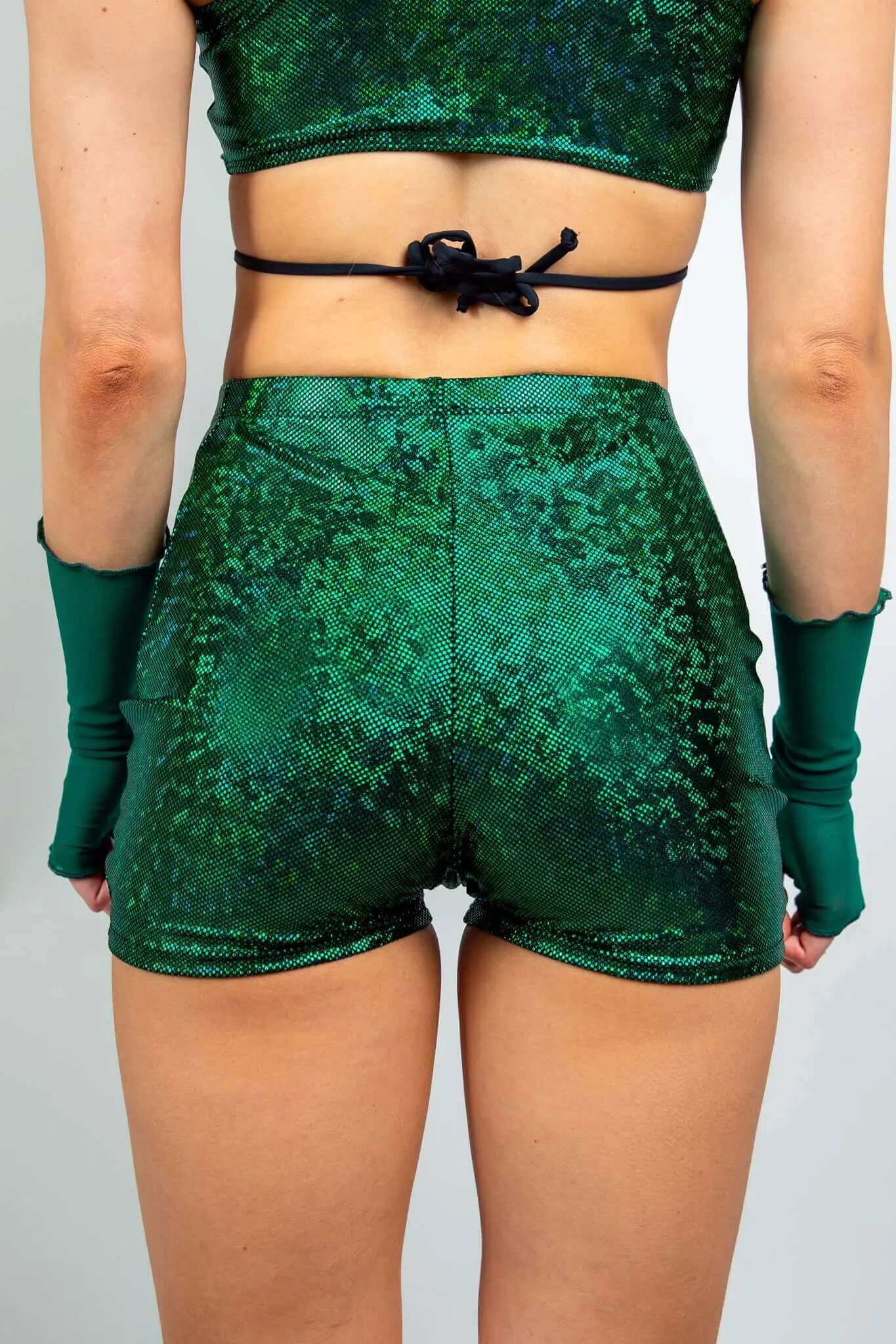 Emerald Holo High Waist Shorts