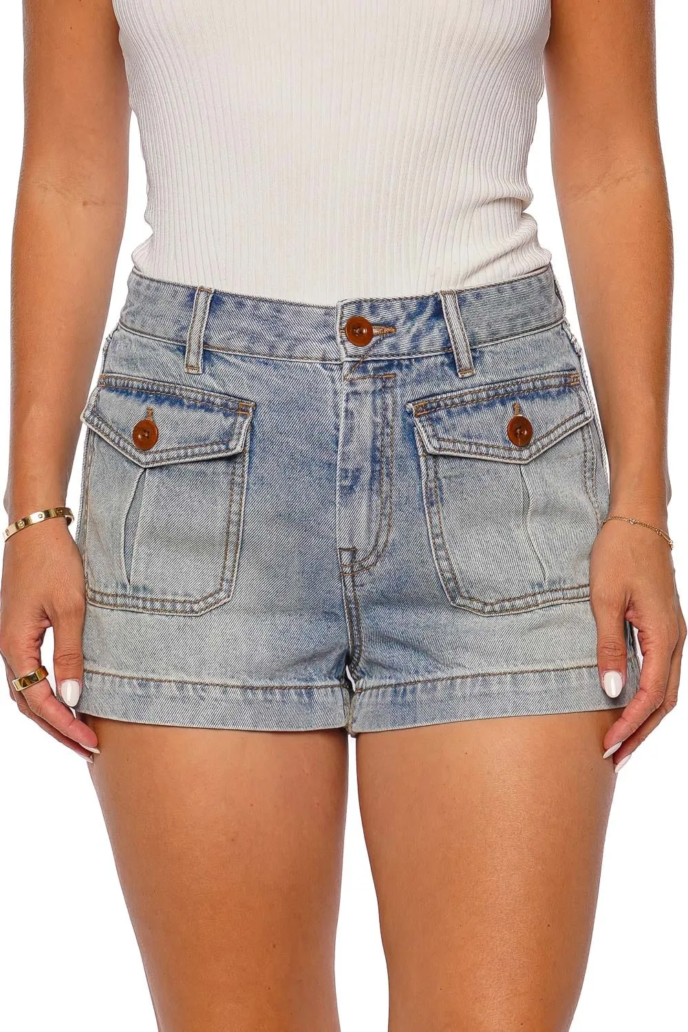 Faded Blue Denim Mini Short