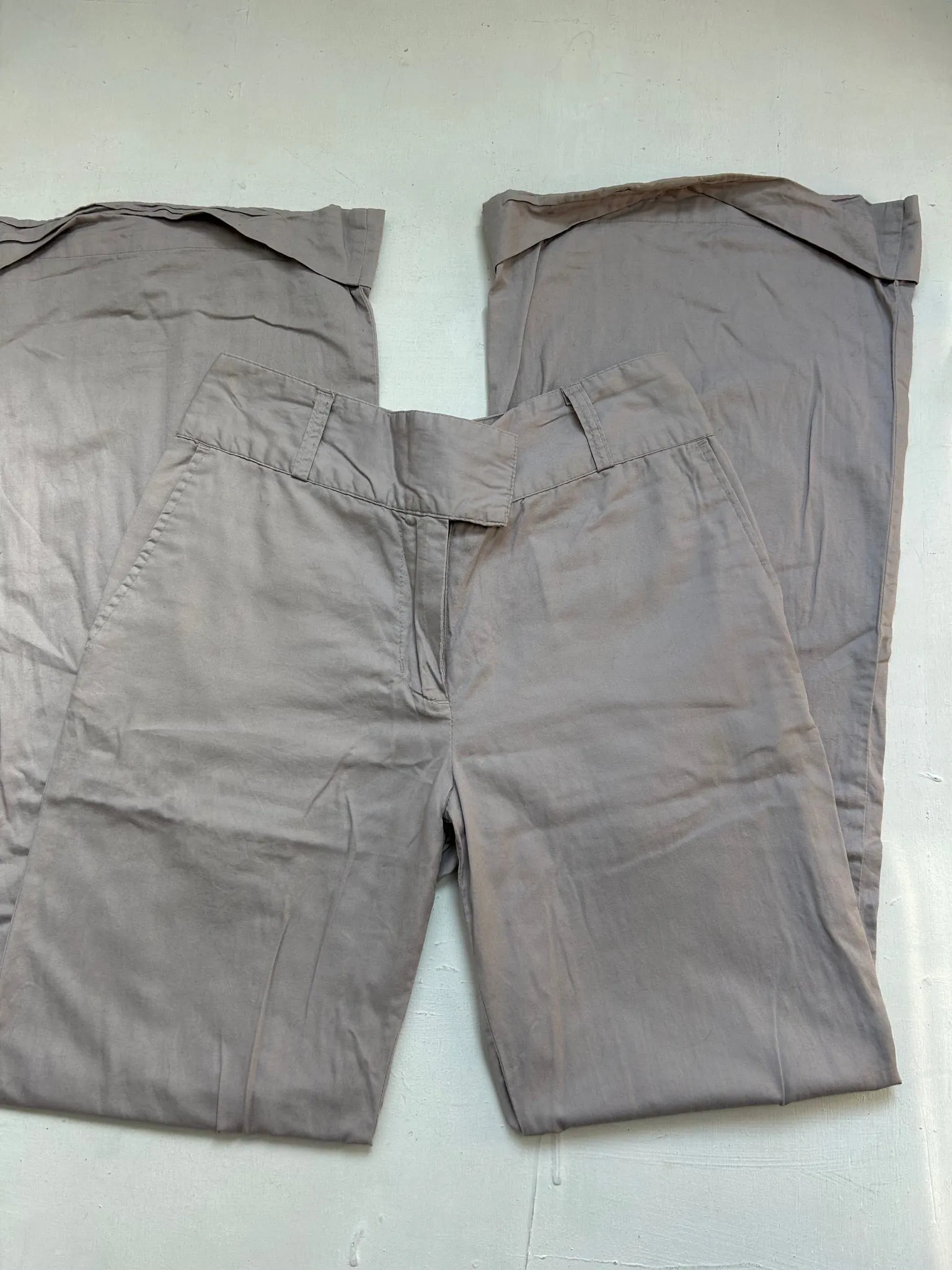 Grey low rise flare cotton office pants (S)