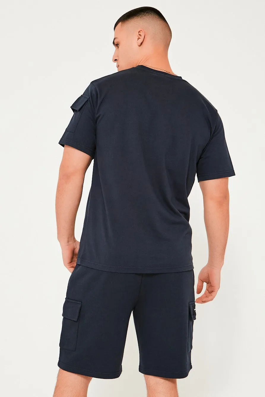 Hampden Jersey Cargo Shorts  - Navy