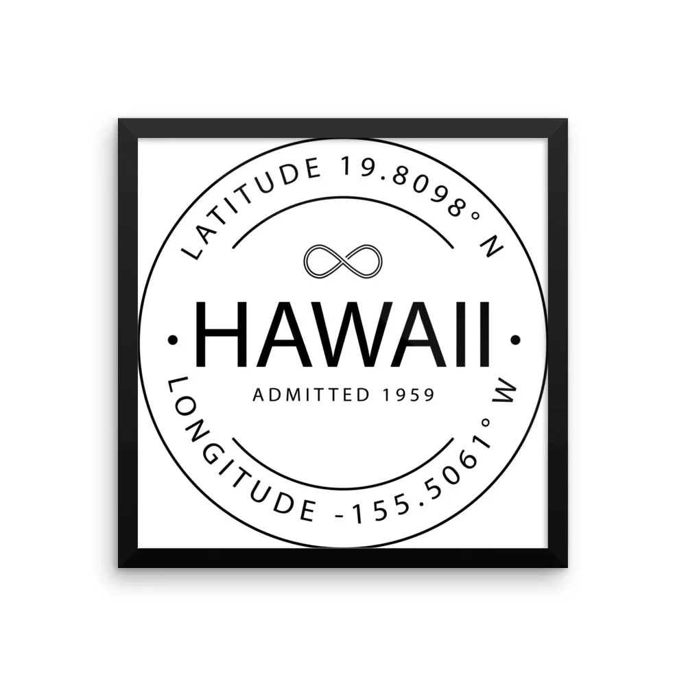 Hawaii - Framed Print - Latitude & Longitude