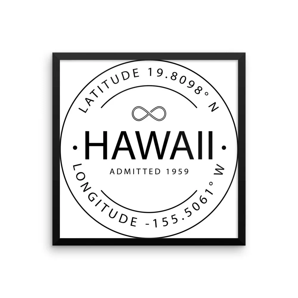 Hawaii - Framed Print - Latitude & Longitude