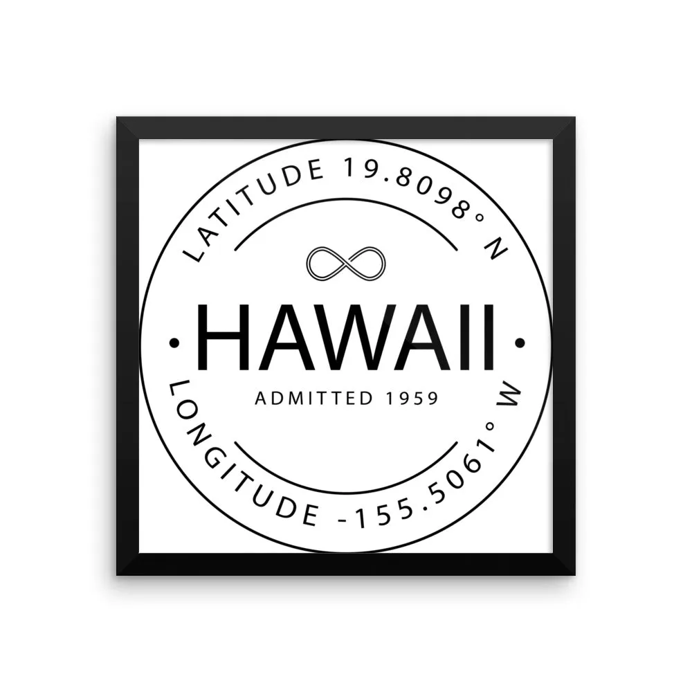 Hawaii - Framed Print - Latitude & Longitude