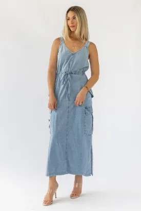 Huxley Blue Denim Midi Dress