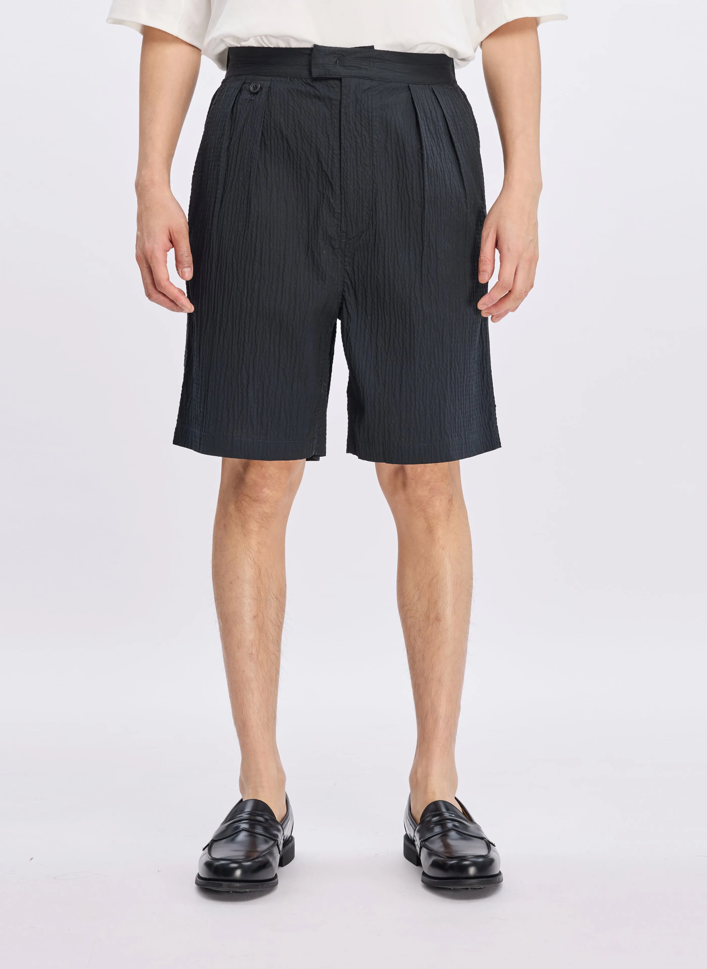 Indigo Cotton Linen Shorts