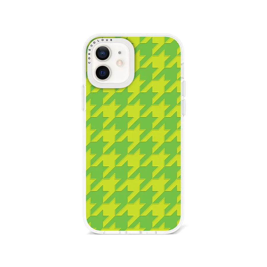 iPhone 12 Green Houndstooth Phone Case Magsafe Compatible